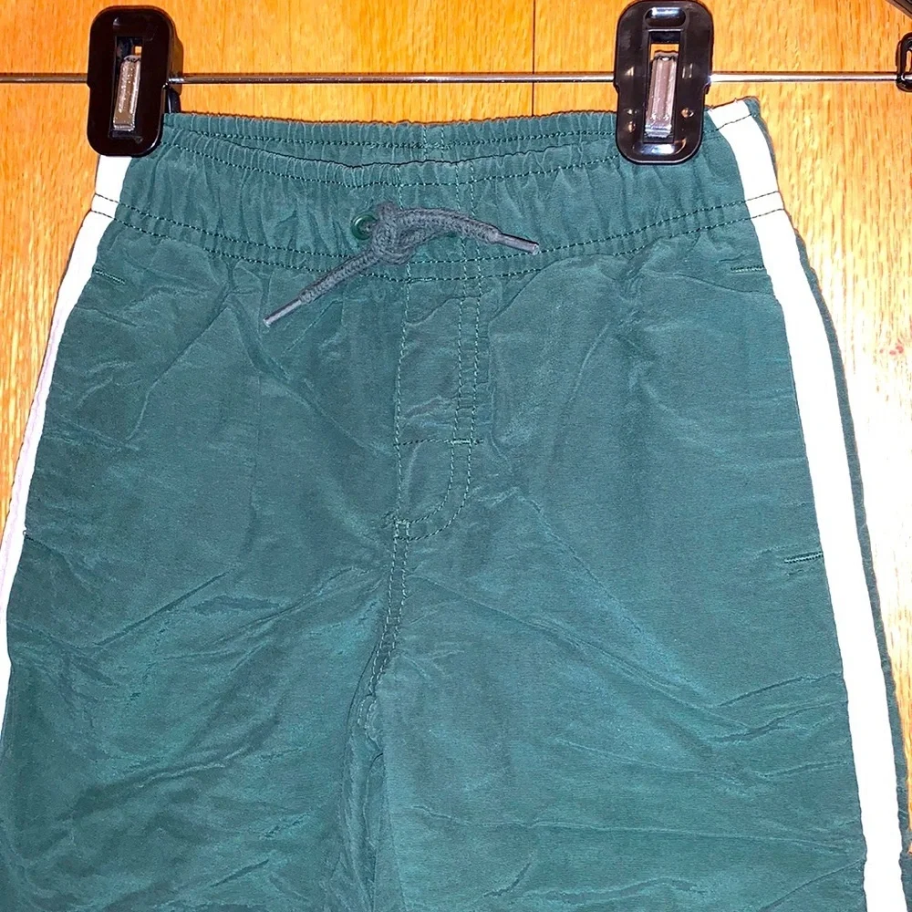 Gymboree green size 3 elastic waist woven lined pull on warm up stripe pants